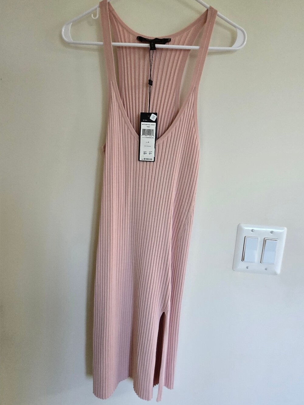 BCBG MAXAZRIA Sleeveless Ribbed Midi Dress in Light Pink - Unbranded